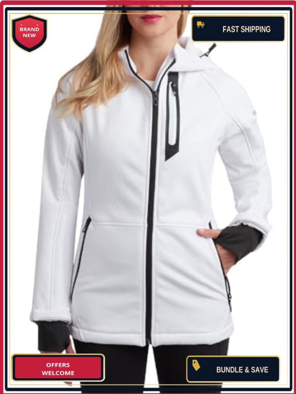 Women's Softshell Jacket Water Resistant Fleece Lined Zip Up